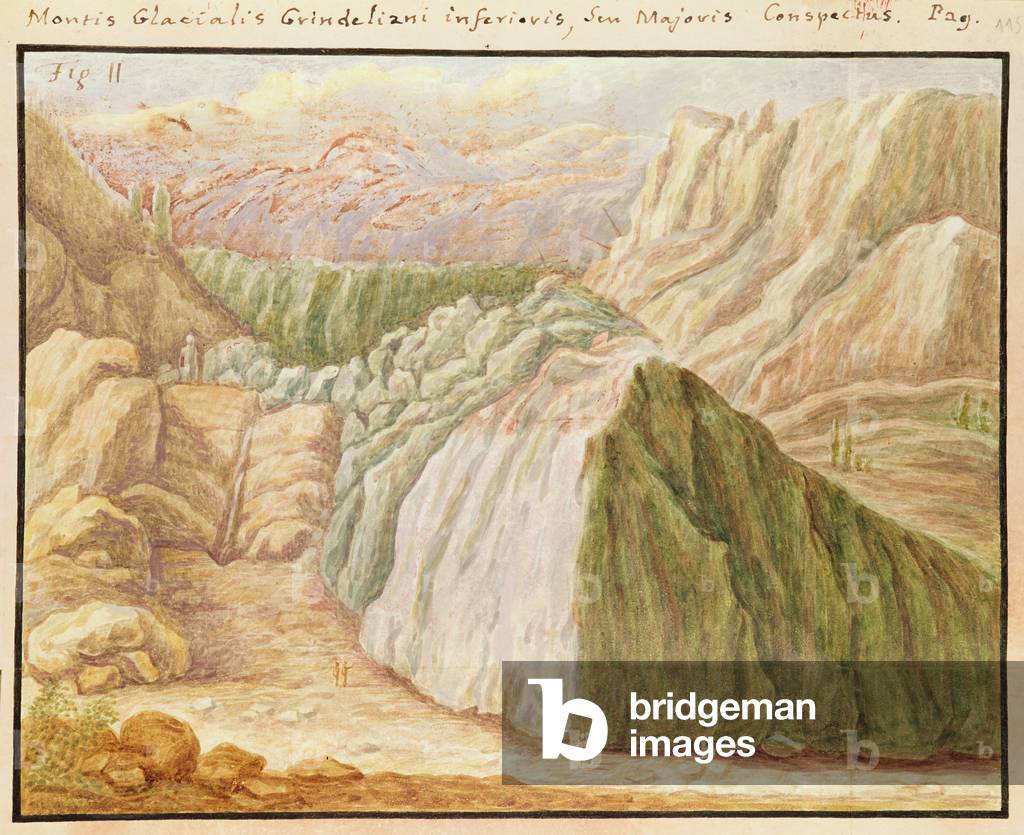 Ms 1798 fol.115 Grindelwald Glacier in the Alps, 1709 (vellum)