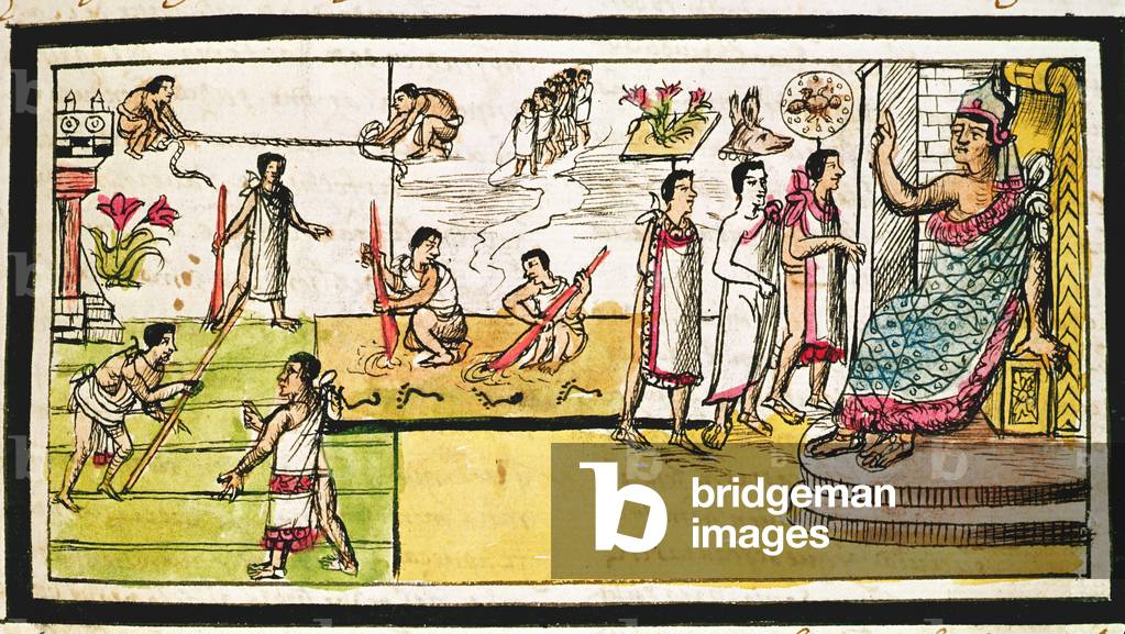 Fol.40r Construction of Tenochtitlan, 1579 (vellum)