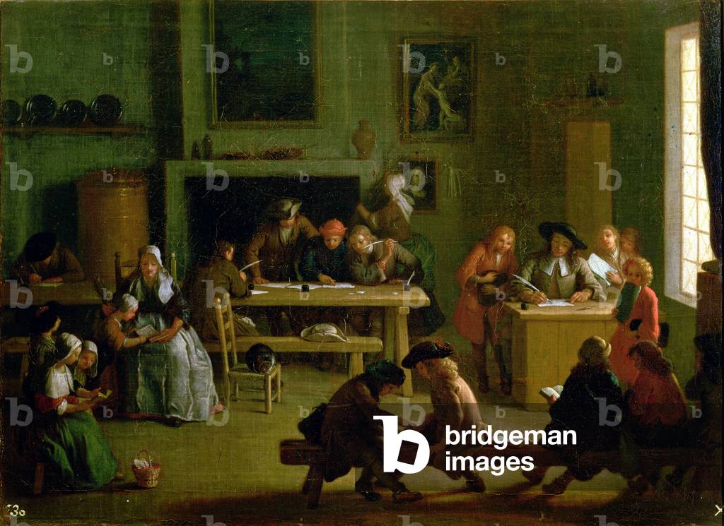 Immagine di Dipinto "Interno di una scuola (olio su tela)", 18th Secolo di Michel-Ange Houasse
