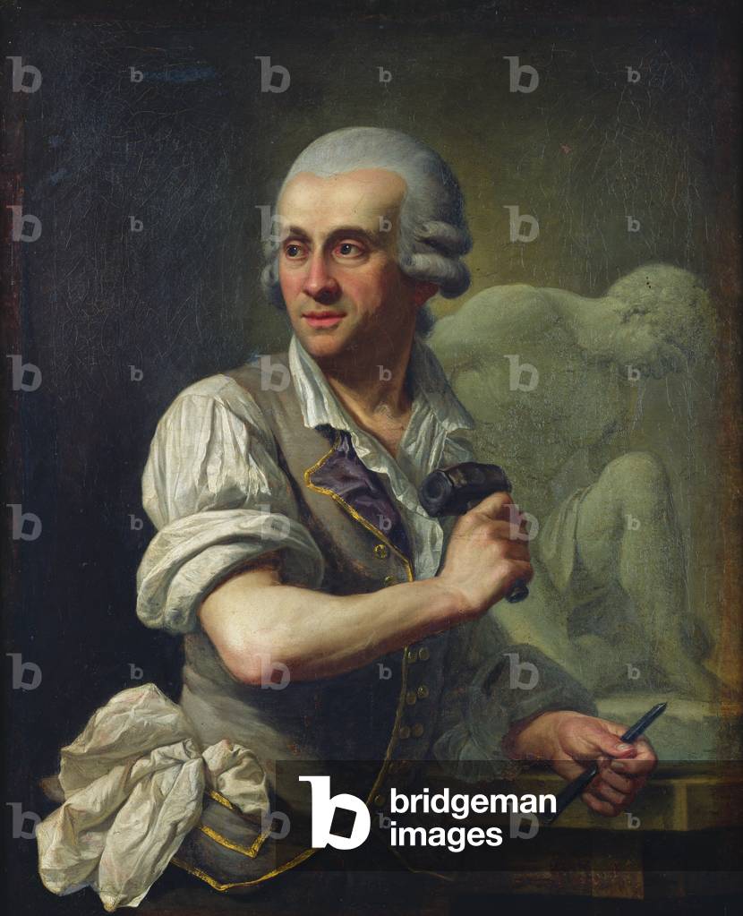 Portrait of Pierre Julien (1731-1804) at Work, c.1770 (oil on canvas)