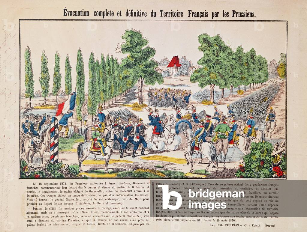 Evacuation of the French Territory by the Prussians, 16th September 1873 (coloured engraving)