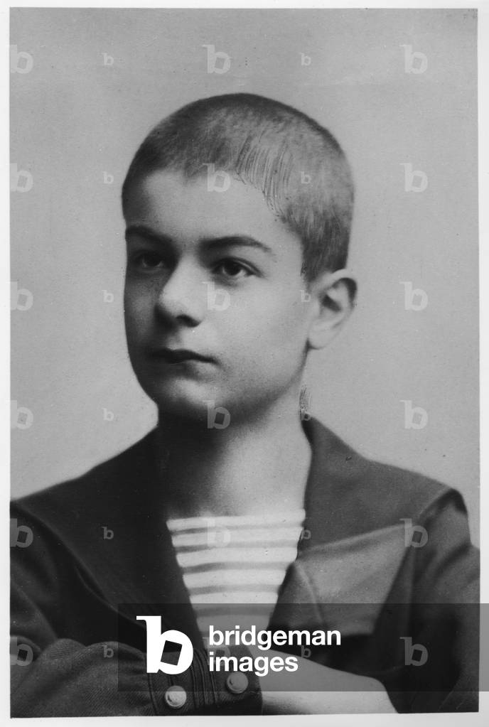 Portrait of Aleksandar Obrenovic, King of Serbia, 1889 (b/w photo)