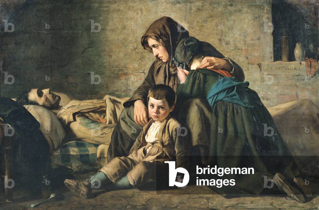 Bild von Gemälde "Der Tod des Pauper (Öl auf Leinwand)", 19. Jahrhundert von Alexandre Antigna