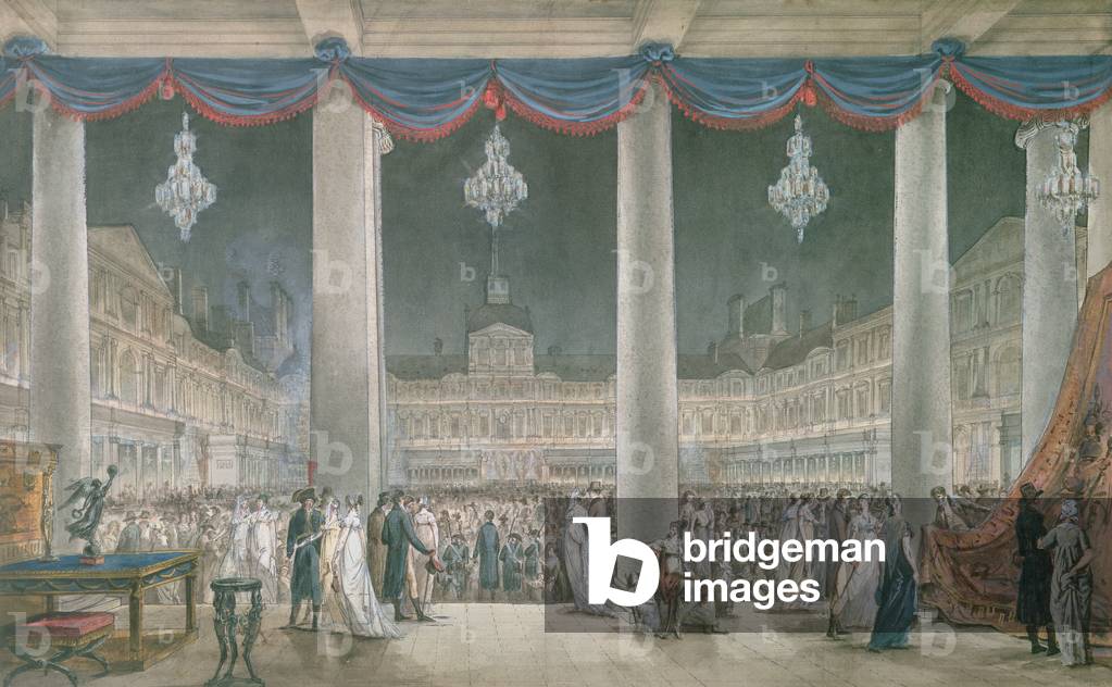 Exhibition of the Products of Industry in the Courtyard of the Louvre in 1801 (gouache & watercolour on paper)