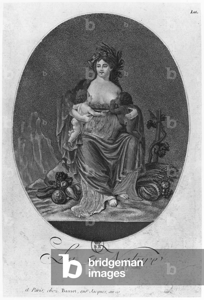 Image of Engraving depicting Nature, 1793 by French Artist, b/w