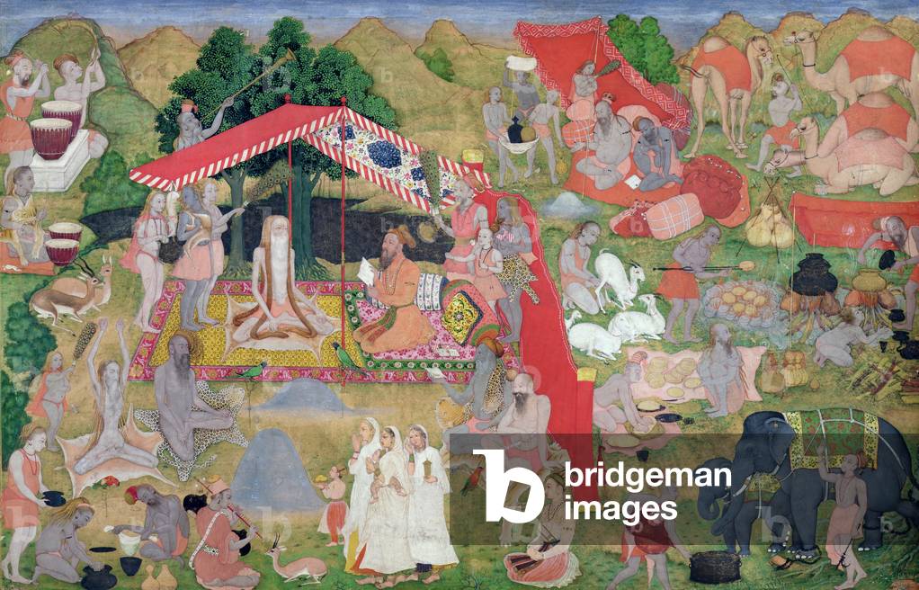 Ms E-14 Tribal Leaders Meeting Hermits, from a Moraqqa (gouache on paper)