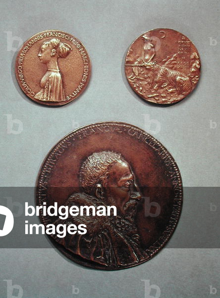 L-R: verso = Cecilia of Gonzaga, recto = Unicorn, by Pisanello (1397-1455); Bottom: Rene de Birague, by Germain Pilon (c.1535-90)