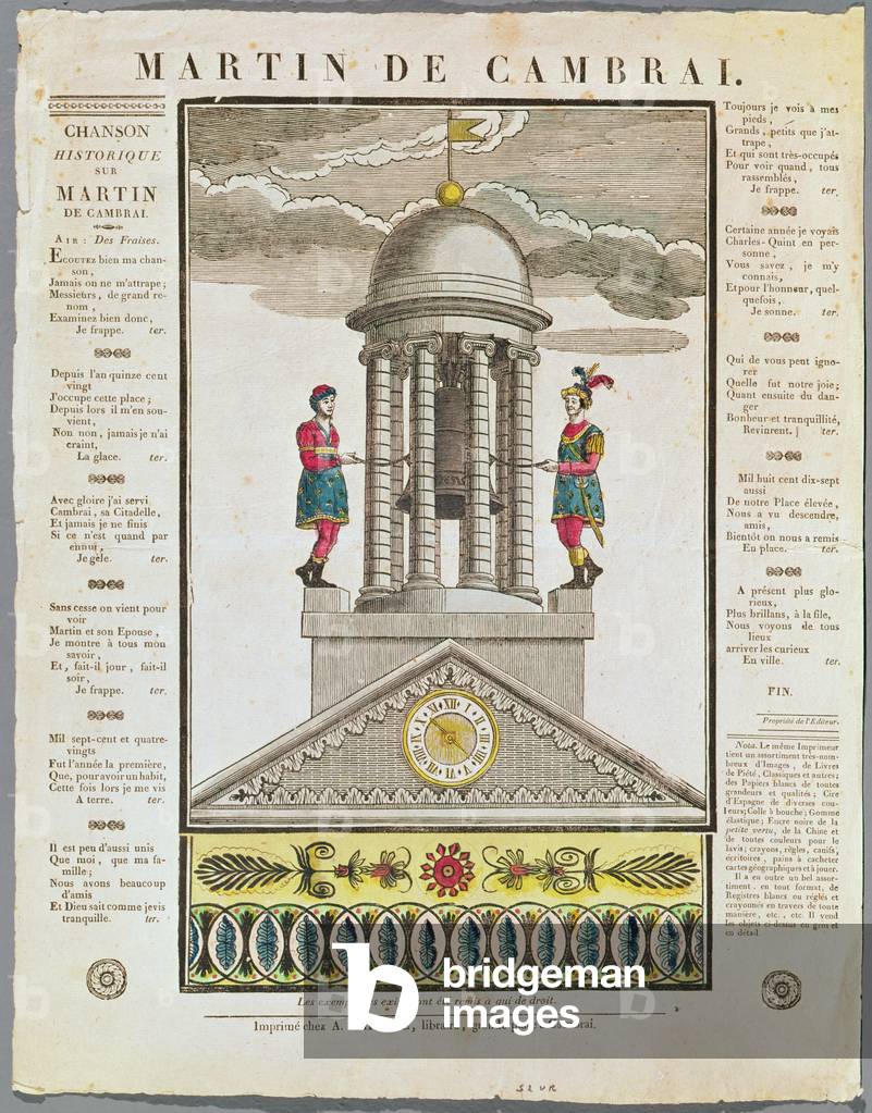 Illustrated lyric sheet for 'Martin de Cambrai' (lithograph)