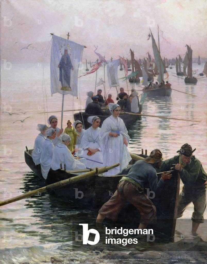 The Arrival of the Procession of St. Anne from Fouesnant to Concarneau, 1887 (oil on canvas)