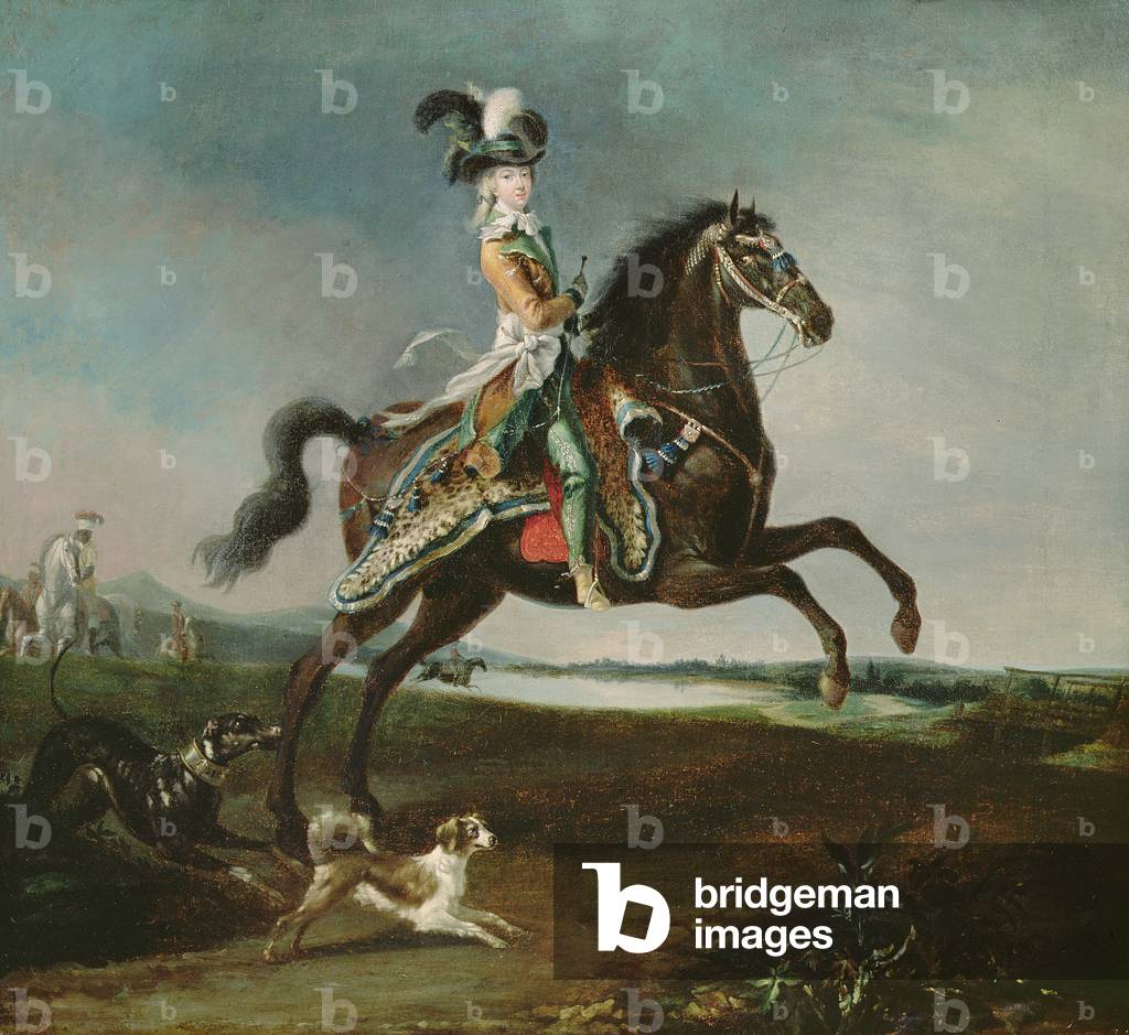 Equestrian Portrait of Marie-Antoinette (1755-93) in Hunting Attire, 1783 (oil on canvas)