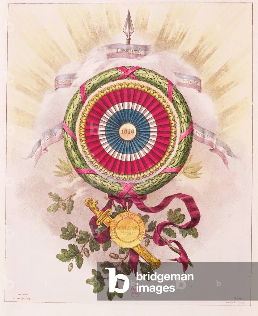 Cockade, emblem of 1848 (coloured engraving)