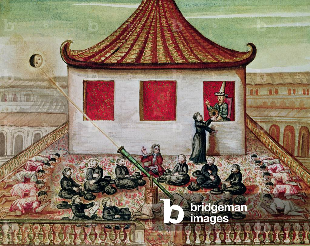 od. 59 fol.7 The Eclipse of the Sun in Siam in 1688, viewed by the Jesuit missionaries, in the presence of the King of Siam at the window of his palace, 1688 (w/c on paper)
