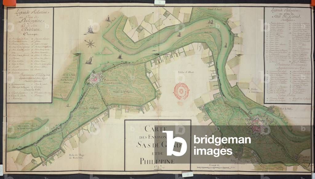 Area around Sas van Gent and Philippine, Netherlands, 1747 (pen, ink & watercolour on paper)