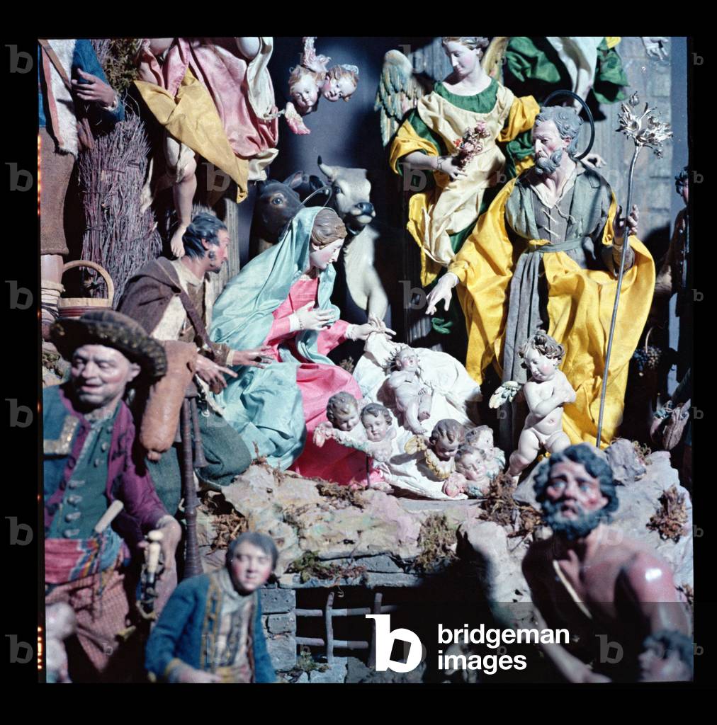 Nativity, made in Naples, detail of the central section (ceramic) (see also 186232)