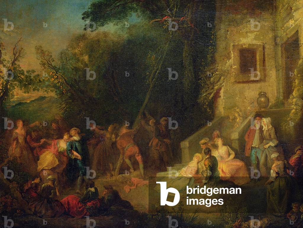 Planting the Maypole (oil on canvas)