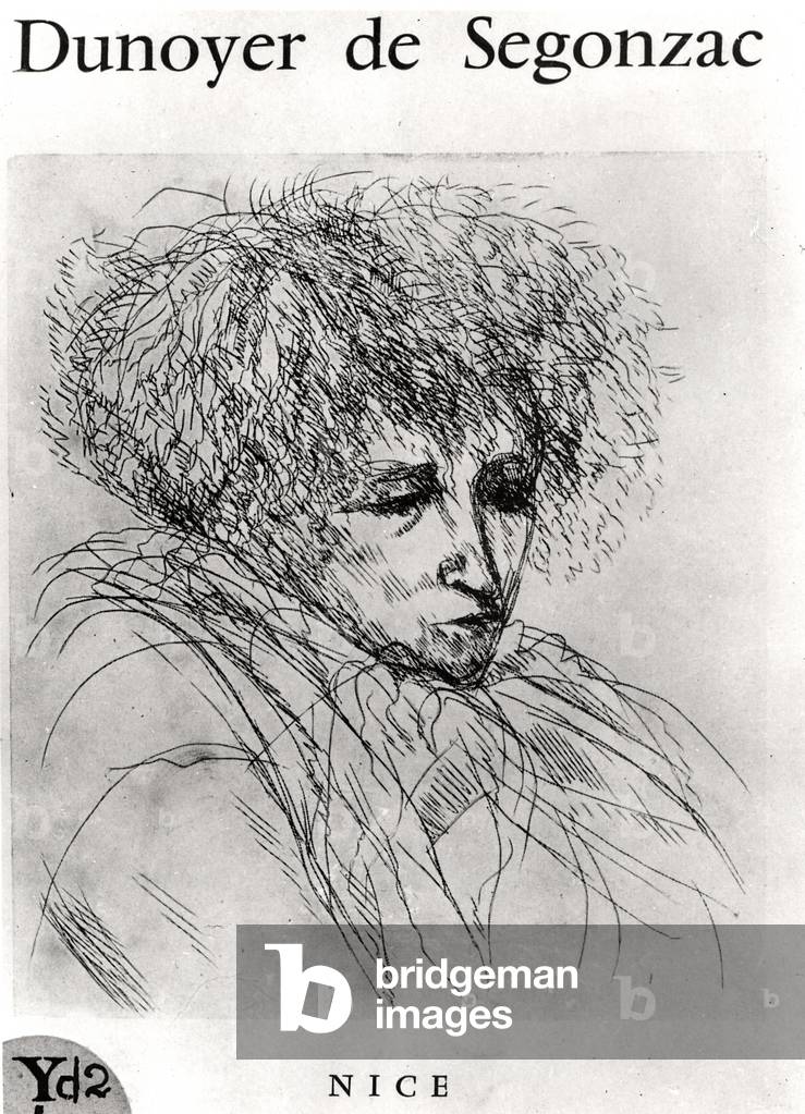 Portrait of Colette (1873-1954) (pen & ink on paper) (b/w photo)