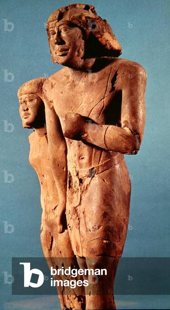 Anonymous couple known as the Memphis Couple, Old Kingdom (acacia wood) (detail of 154095)
