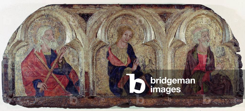 St. Andrew, St, John the Evangelist and St. Peter, from the left panel of the Roudnice Predella, c.1340 (tempera on panel)
