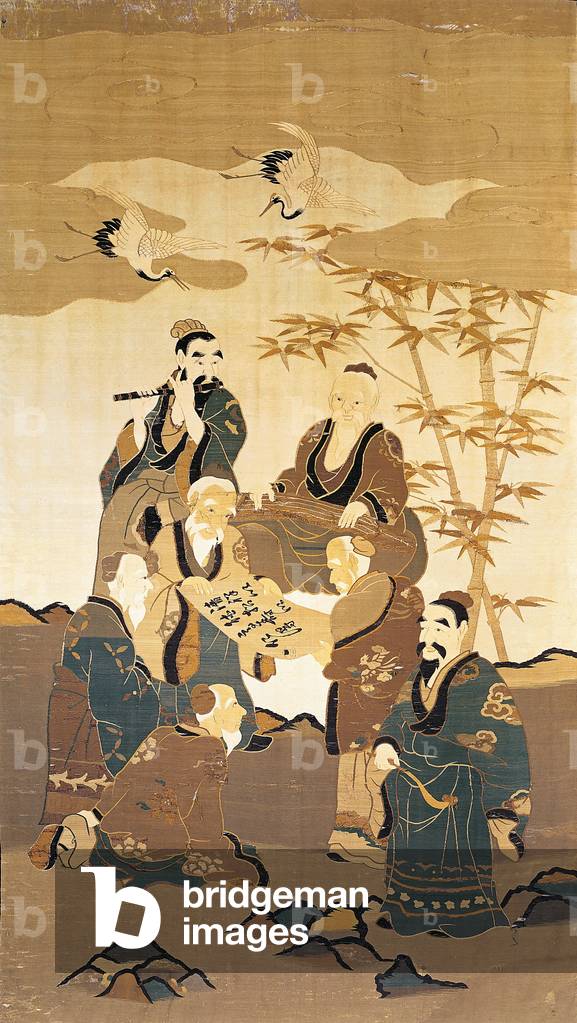 Seven wise men in the bamboo forest (painted silk)