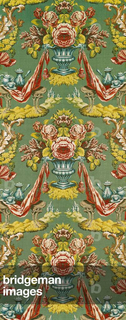 "Textil mit einem sich wiederholenden Blumenmotiv", 18. Jahrhundert von French School