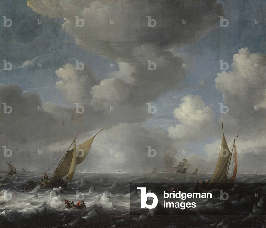 Seascape and Fishing Boats, 17th century (oil on canvas)