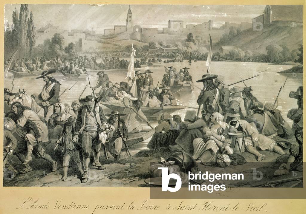The Vendean Army Crossing the Loire at St. Florent le Vieil, 18th October 1793 (engraving)