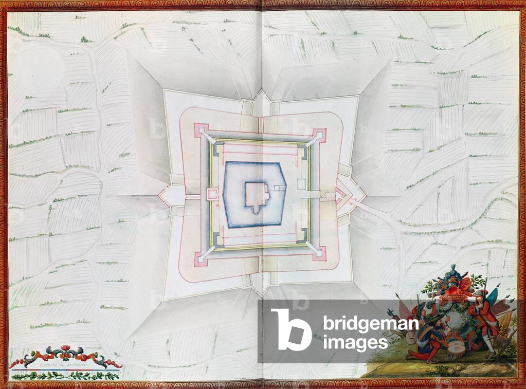 Map of Phalsbourg, from the Atlas de Louis XIV (watercolour)
