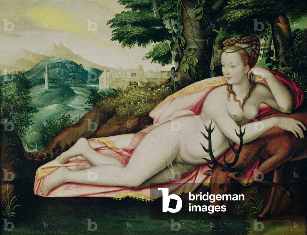 Diane de Poitiers (1499-1566) as Diana the Huntress (oil on canvas)