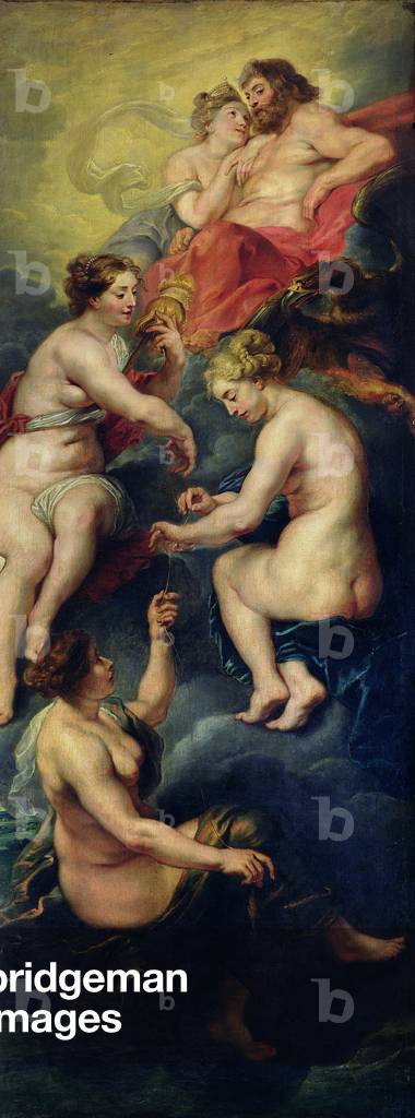 The Medici Cycle: The Three Fates Foretelling the Future of Marie de Medici (1573-1642) 1621-25 (oil on canvas)