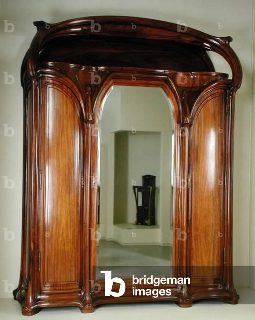 Wardrobe with a central mirror, c.1900 (acacia)