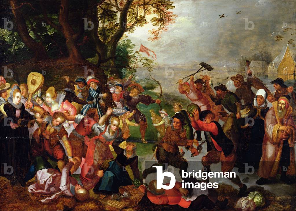 Die Schlacht zwischen Winter und Sommer (Öl auf Tafel)