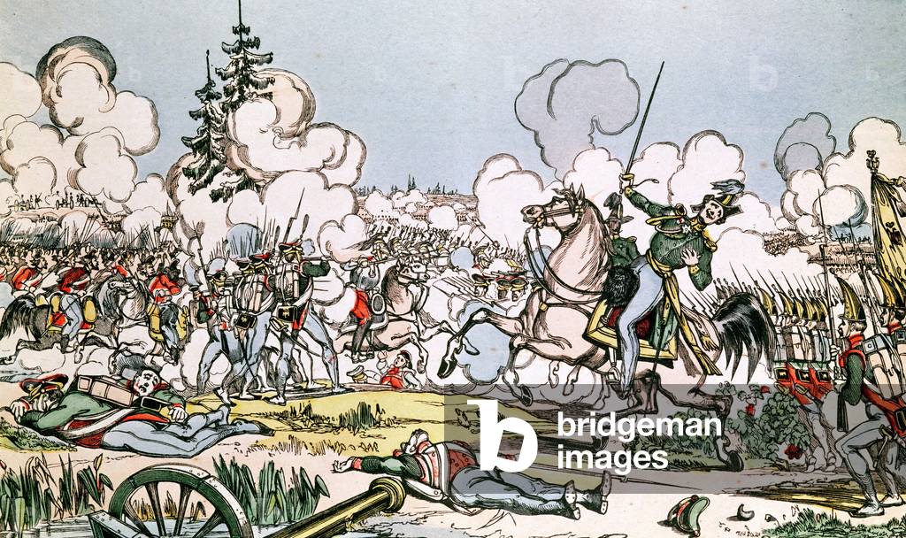 The Battle of Moscow, 7th September 1812 (coloured engraving)