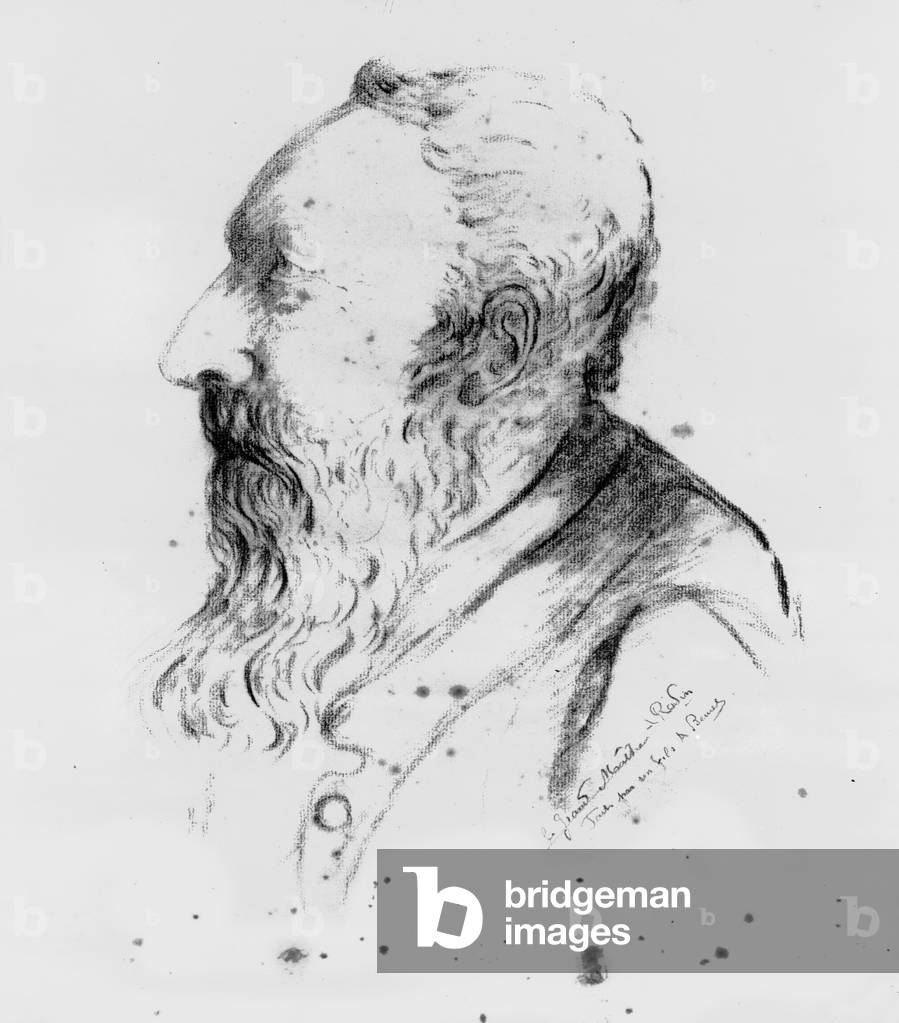 Portrait of sculptor Auguste Rodin (pencil on paper)