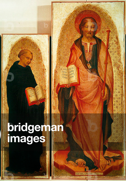 Saint James with saints, detail of St James and Filippo Benizzi, c.1450 (tempera on panel with gold) (detail of 256989)