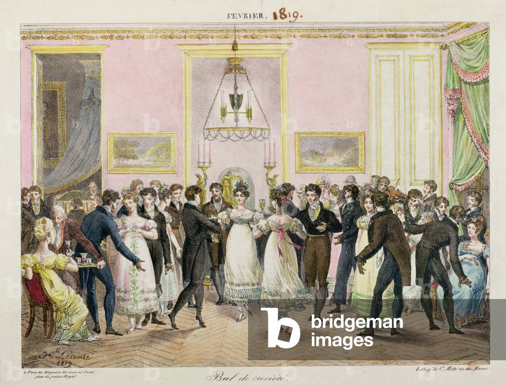 A Society Ball, engraved by Charles Etienne Pierre Motte (1785-1836) 1819 (colour litho)