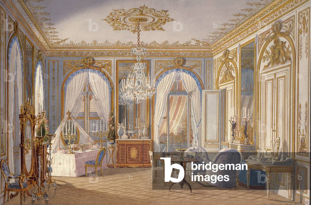 Vestizione dell'Imperatrice Eugenia a Saint-Cloud, 1860 (acquerello su carta)