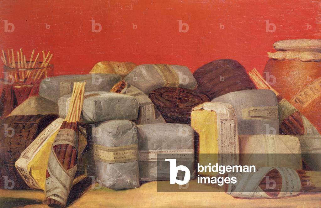 Still Life with Packets of Tobacco (oil on canvas)