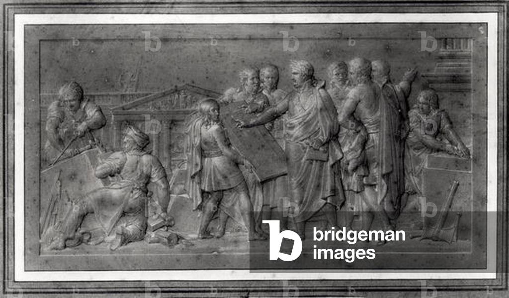 Improvements for Paris, study for a low relief, early 19th century (pencil on paper)