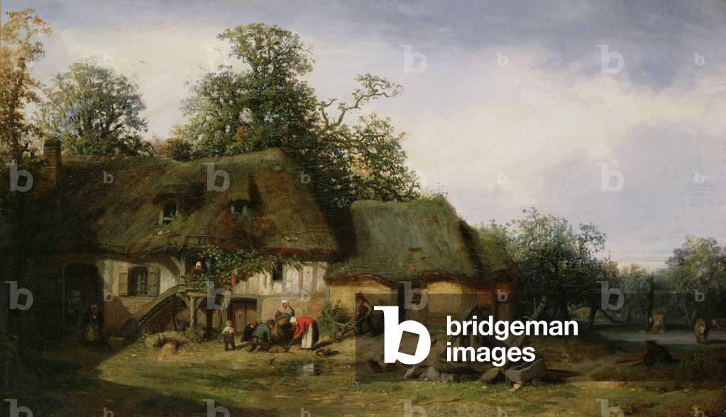 A Farm in Normandy, 19th century (oil on canvas)
