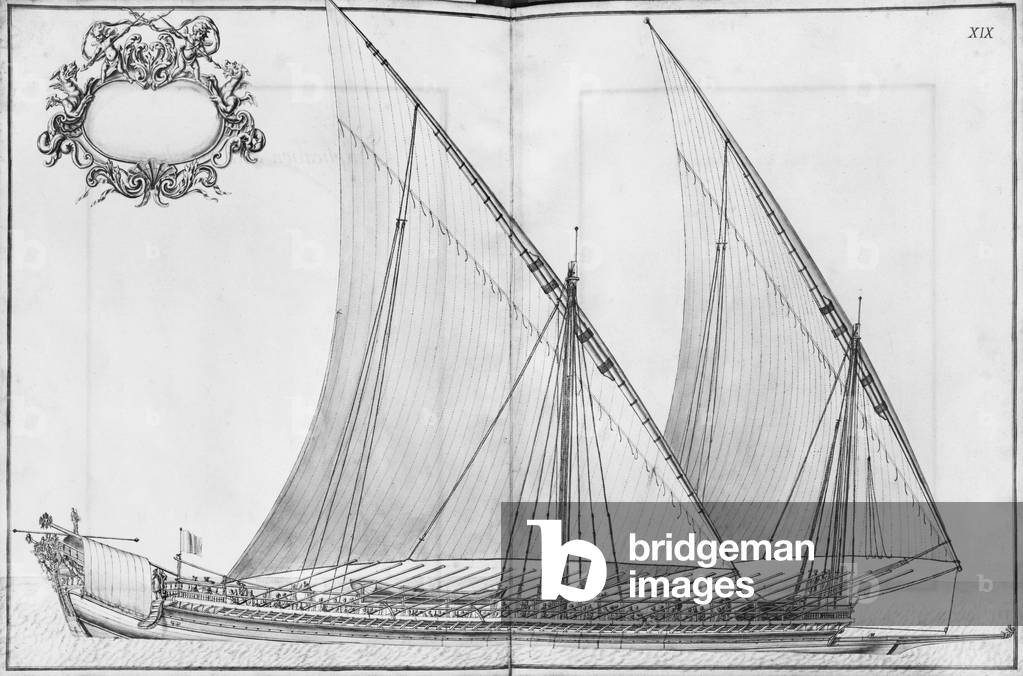 Building, equipping and launching of a galley, plate XIX (pencil & watercolour on paper)