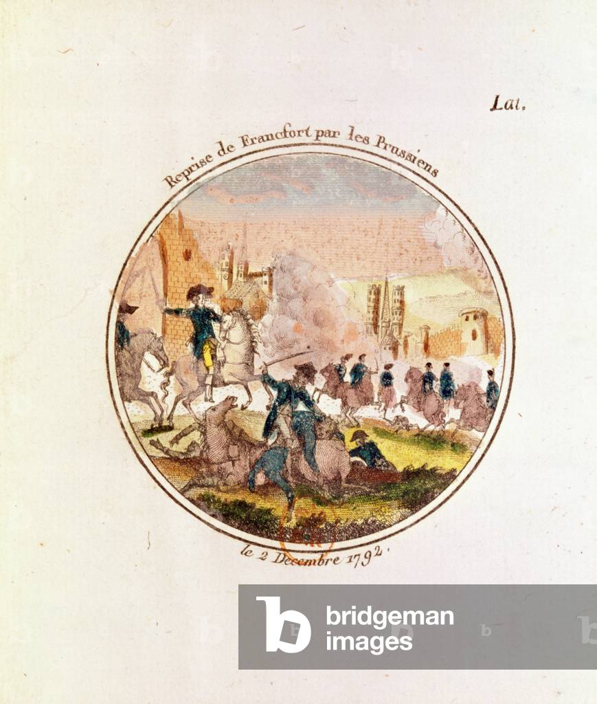 The retaking of Frankfurt by the Prussians, 2nd December 1792 (coloured engraving)