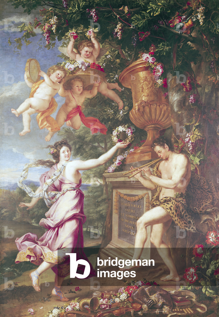 La danza di una ninfa e di un satiro (olio su tela)