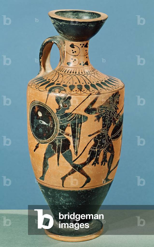 Lekythos im attischen Stil mit der Darstellung von Herkules und den Amazonen (Keramik)