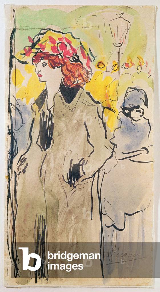 Donna in strada, 1901 (penna & inchiostro e w/c su carta)