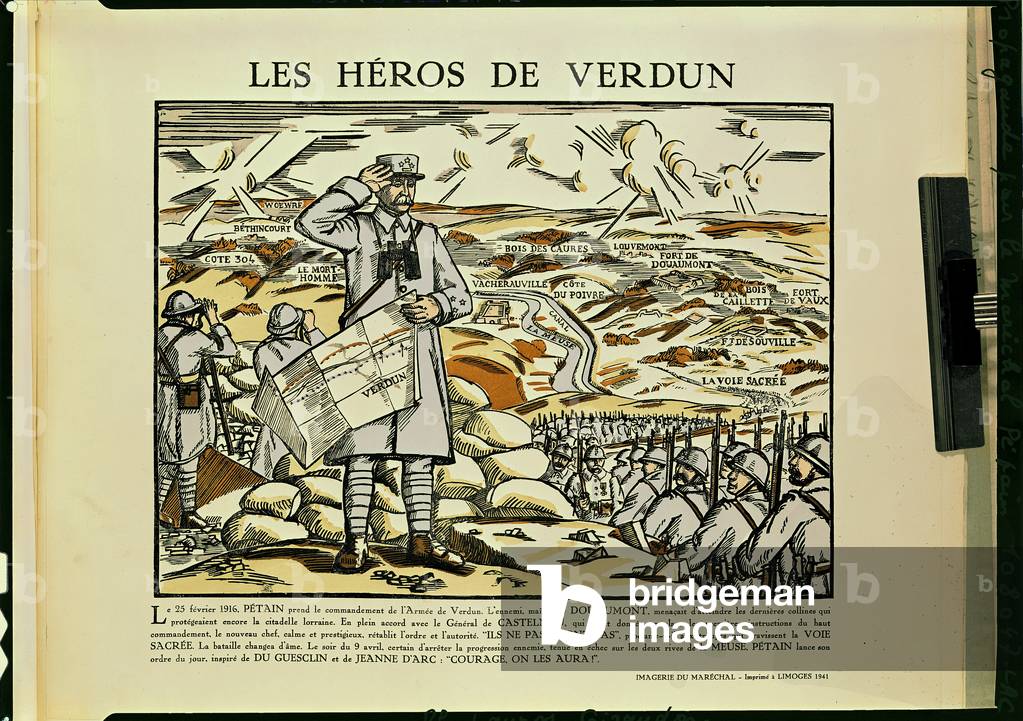 The Heroes of Verdun, propaganda in support of Marshal Petain (1856-1951) 1941 (colour litho)