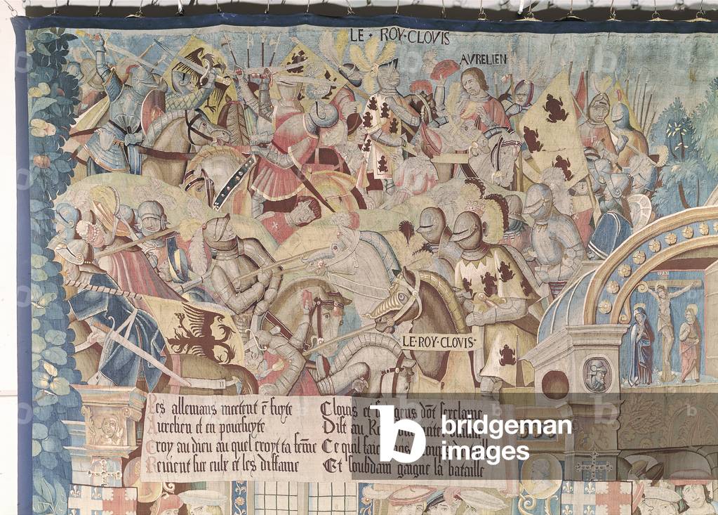 Scenes from the Life of St. Remegius (d.553) detail of Clovis I (465-511) at the Battle of Tolbiac Against the Alamanni in 496 AD, 1524-31 (tapestry)