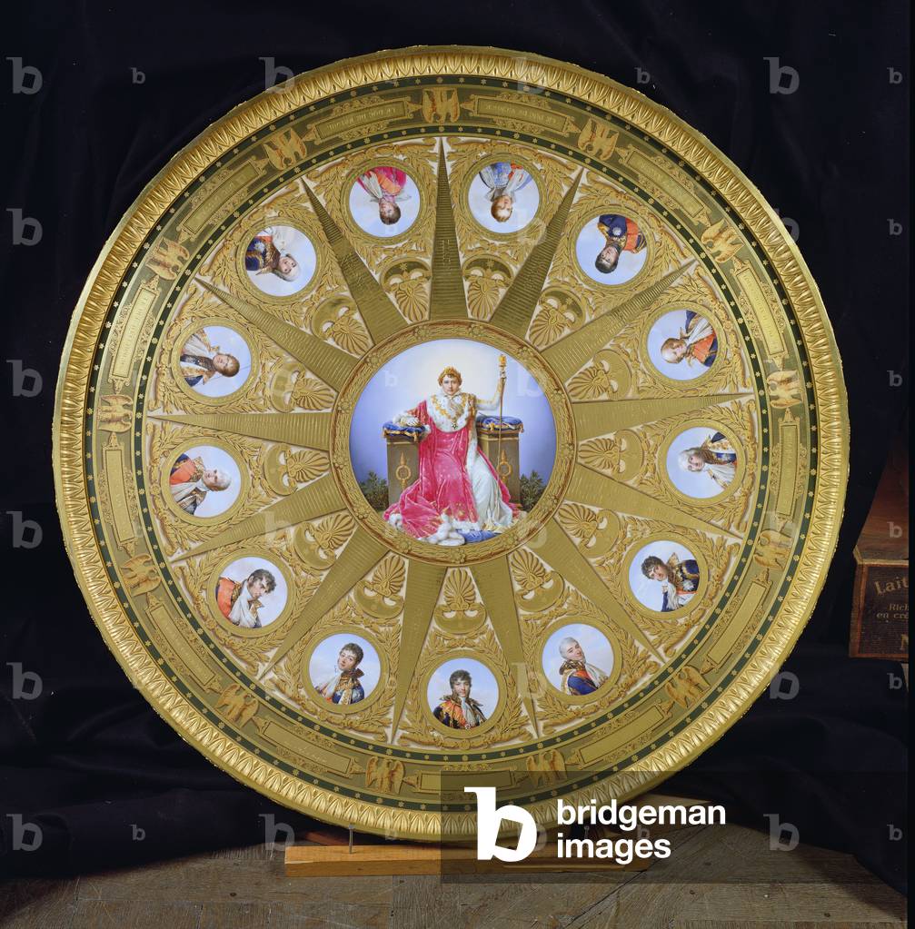 The Austerlitz Table, inlaid with Sevres plaques commemorating Napoleon's victory at Austerlitz, 1808-10 (gold & porcelain) (see also 232838)
