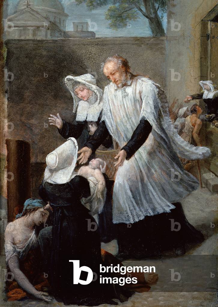 St. Vincent de Paul Helping the Plague-Ridden (oil on canvas)