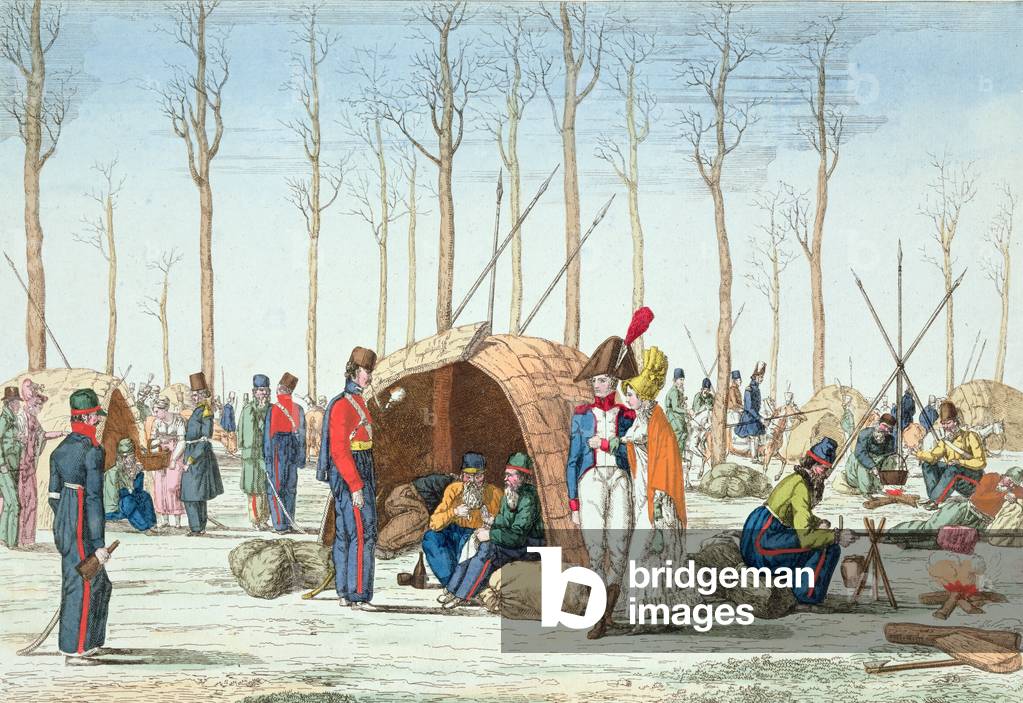 Bivouac of Russian troops on the Champs Elysées, Paris, 31 March 1814 (engraving)