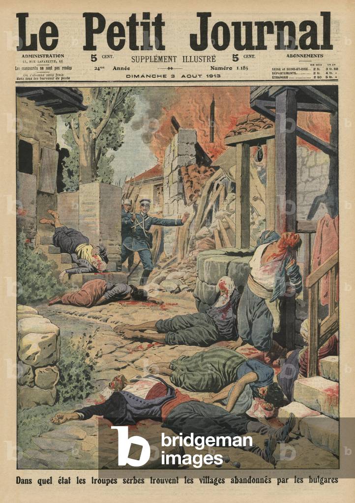 Immagine di Stampa "Truppe serbe in arrivo nei villaggi abbandonati dai Bulgari", 1913 di French School
